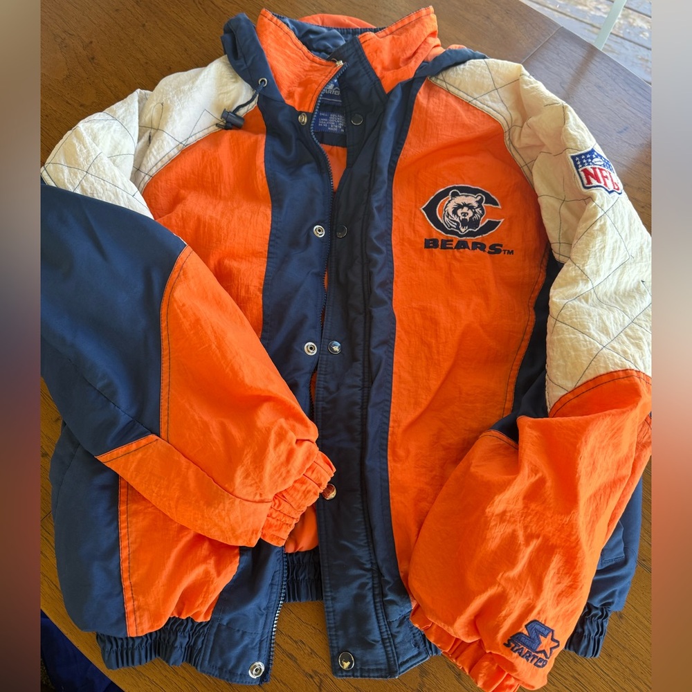 Chicago Bears Starter Jacket Orange & Navy Puffer
